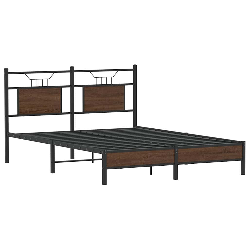 Bed Frame without Mattress Brown Oak 140x190 cm Engineered Wood