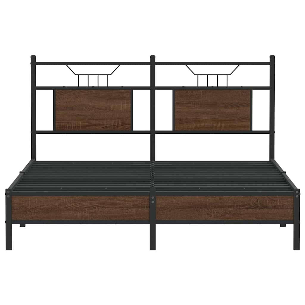Bed Frame without Mattress Brown Oak 140x190 cm Engineered Wood