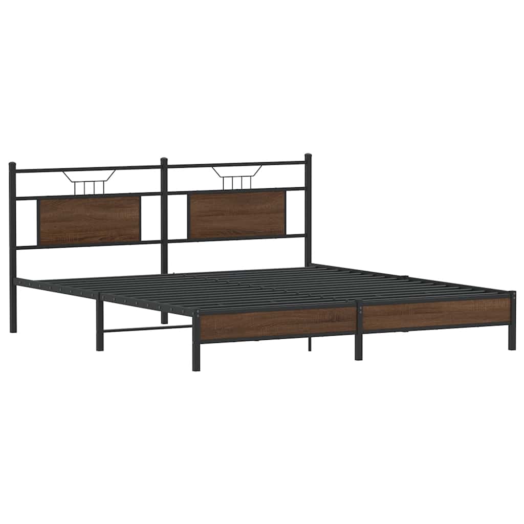 Bed Frame without Mattress Brown Oak 183x213 cm Engineered Wood