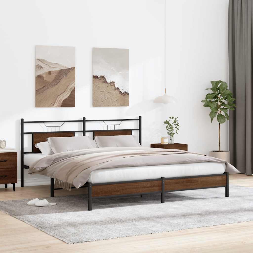Bed Frame without Mattress Brown Oak 183x213 cm Engineered Wood