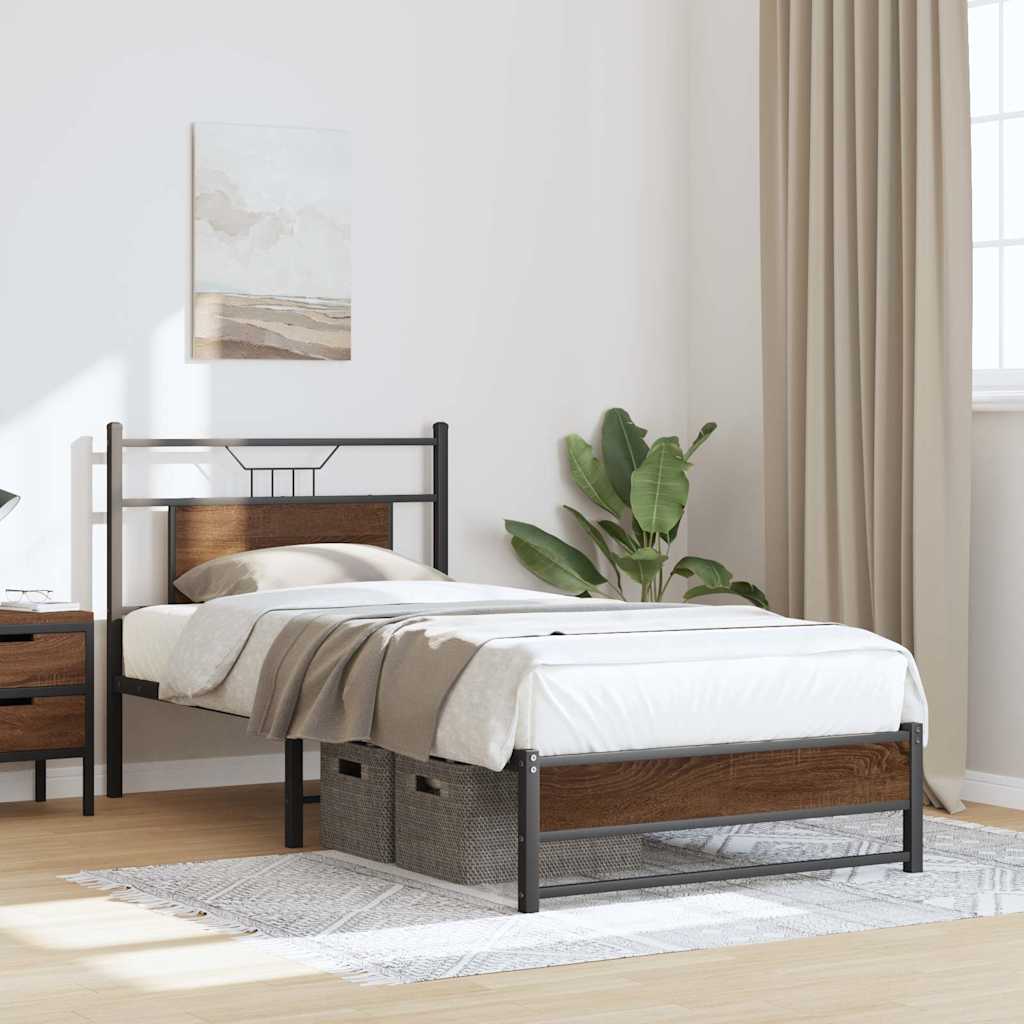 Bed Frame without Mattress Brown Oak 80x200 cm Engineered Wood