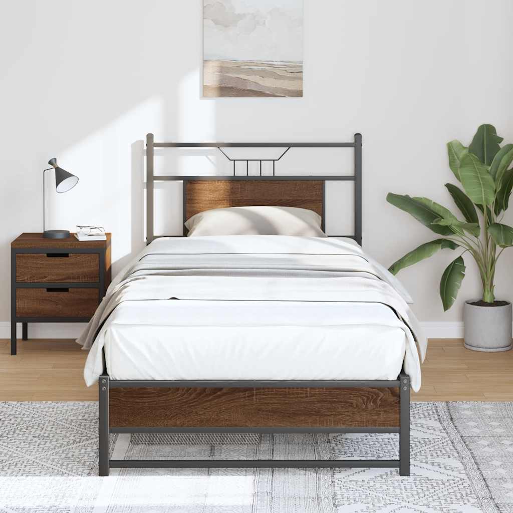 Bed Frame without Mattress Brown Oak 80x200 cm Engineered Wood
