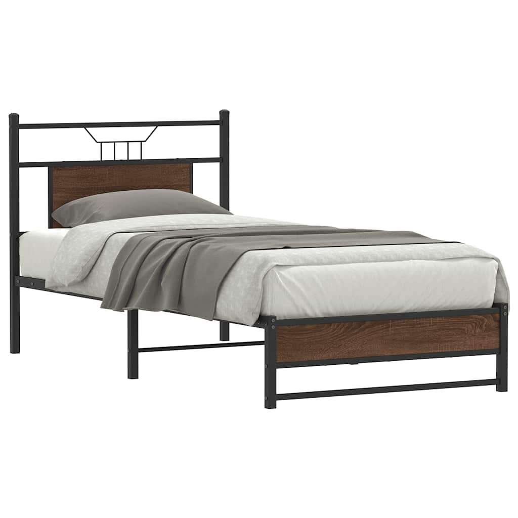 Bed Frame without Mattress Brown Oak 80x200 cm Engineered Wood