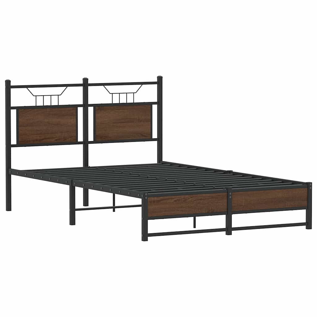 Bed Frame without Mattress Brown Oak 120x190 cm Small Double Engineered Wood