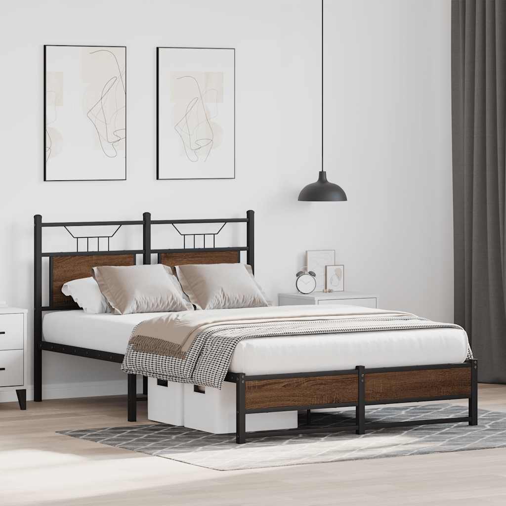 Bed Frame without Mattress Brown Oak 120x200 cm Engineered Wood