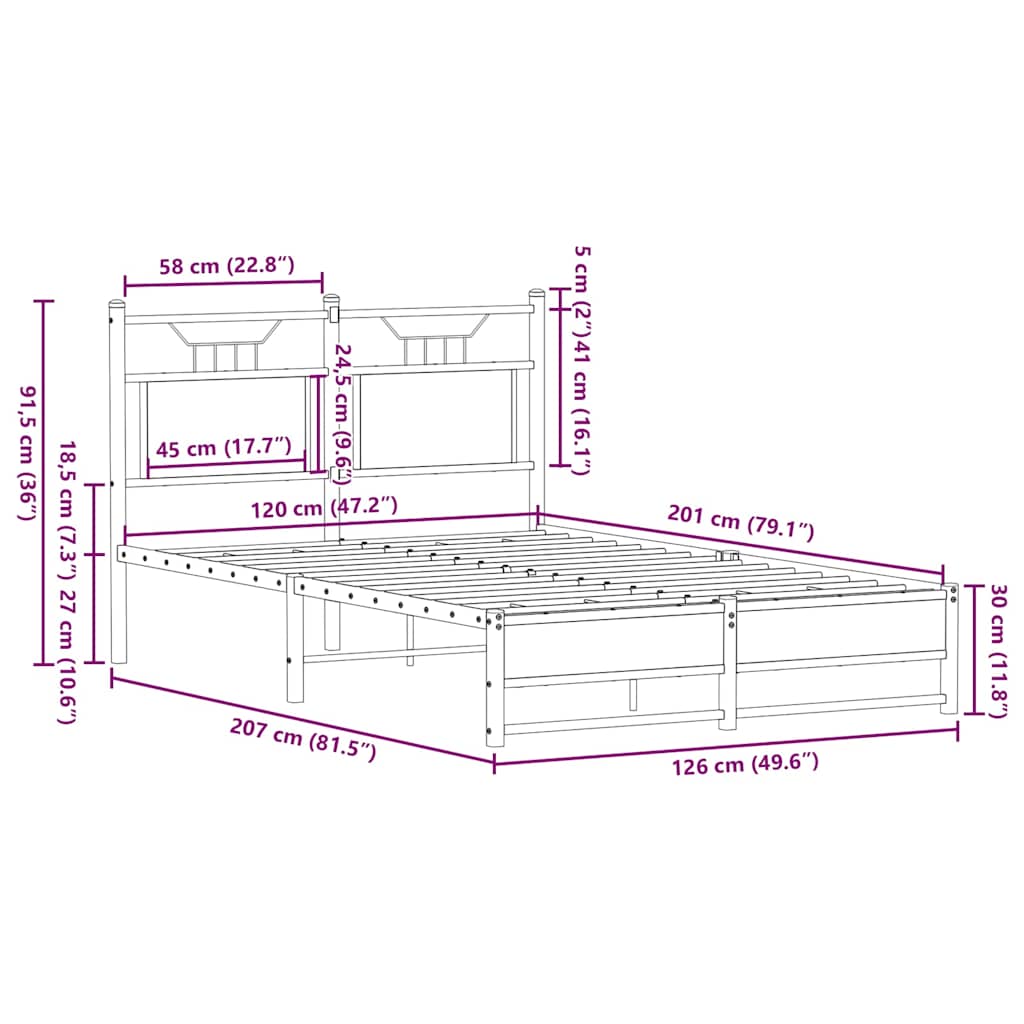 Bed Frame without Mattress Brown Oak 120x200 cm Engineered Wood