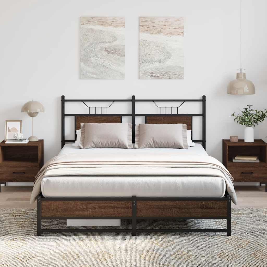 Bed Frame without Mattress Brown Oak 140x190 cm Engineered Wood