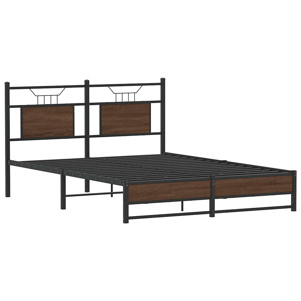 Bed Frame without Mattress Brown Oak 140x200 cm Engineered Wood