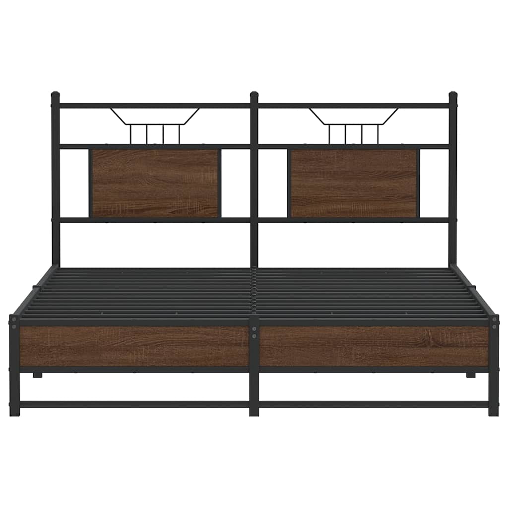 Bed Frame without Mattress Brown Oak 140x200 cm Engineered Wood