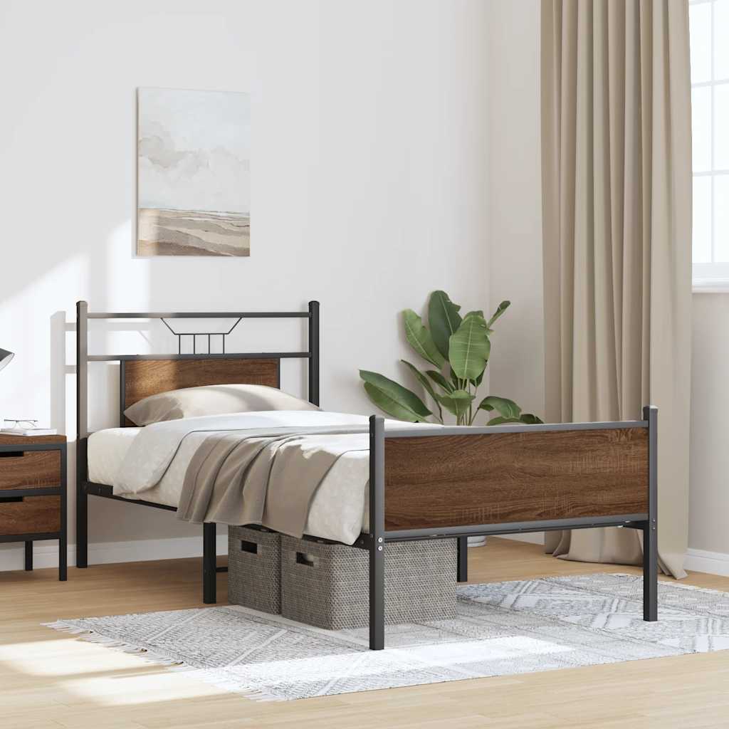 Bed Frame without Mattress Brown Oak 80x200 cm Engineered Wood