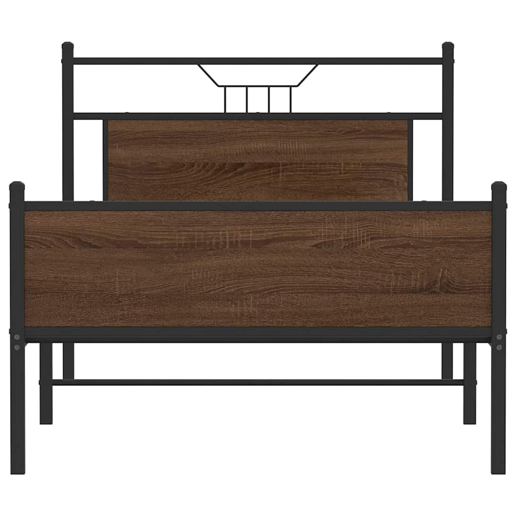 Bed Frame without Mattress Brown Oak 100x190 cm Engineered Wood