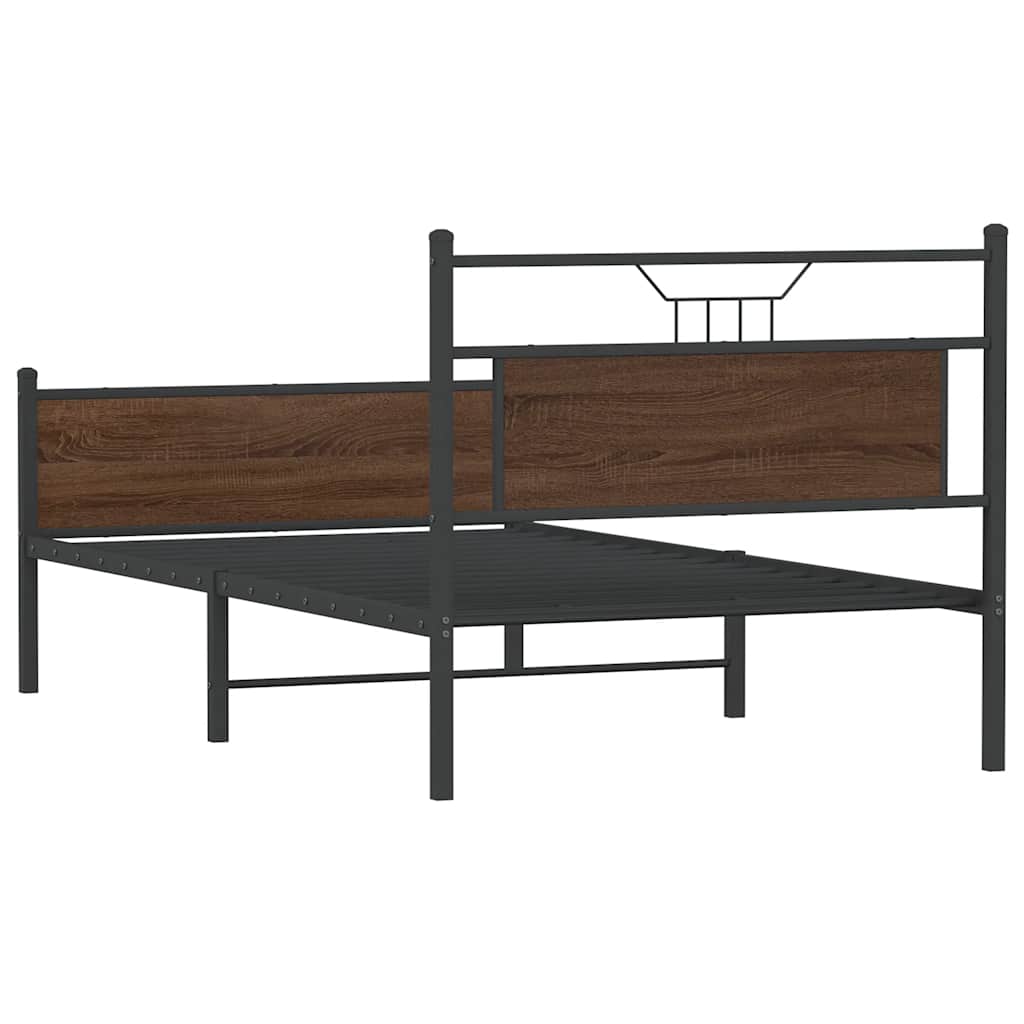 Bed Frame without Mattress Brown Oak 100x190 cm Engineered Wood