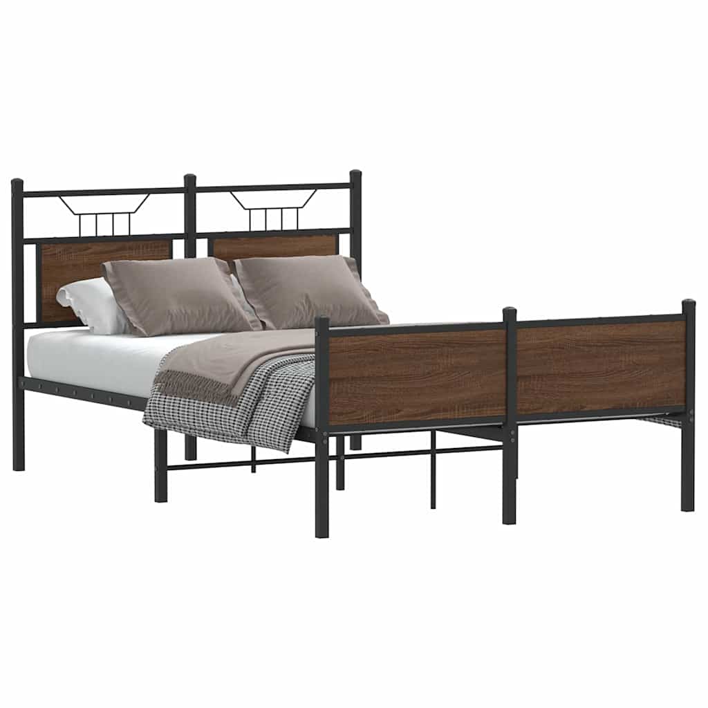 Bed Frame without Mattress Brown Oak 120x190 cm Small Double Engineered Wood