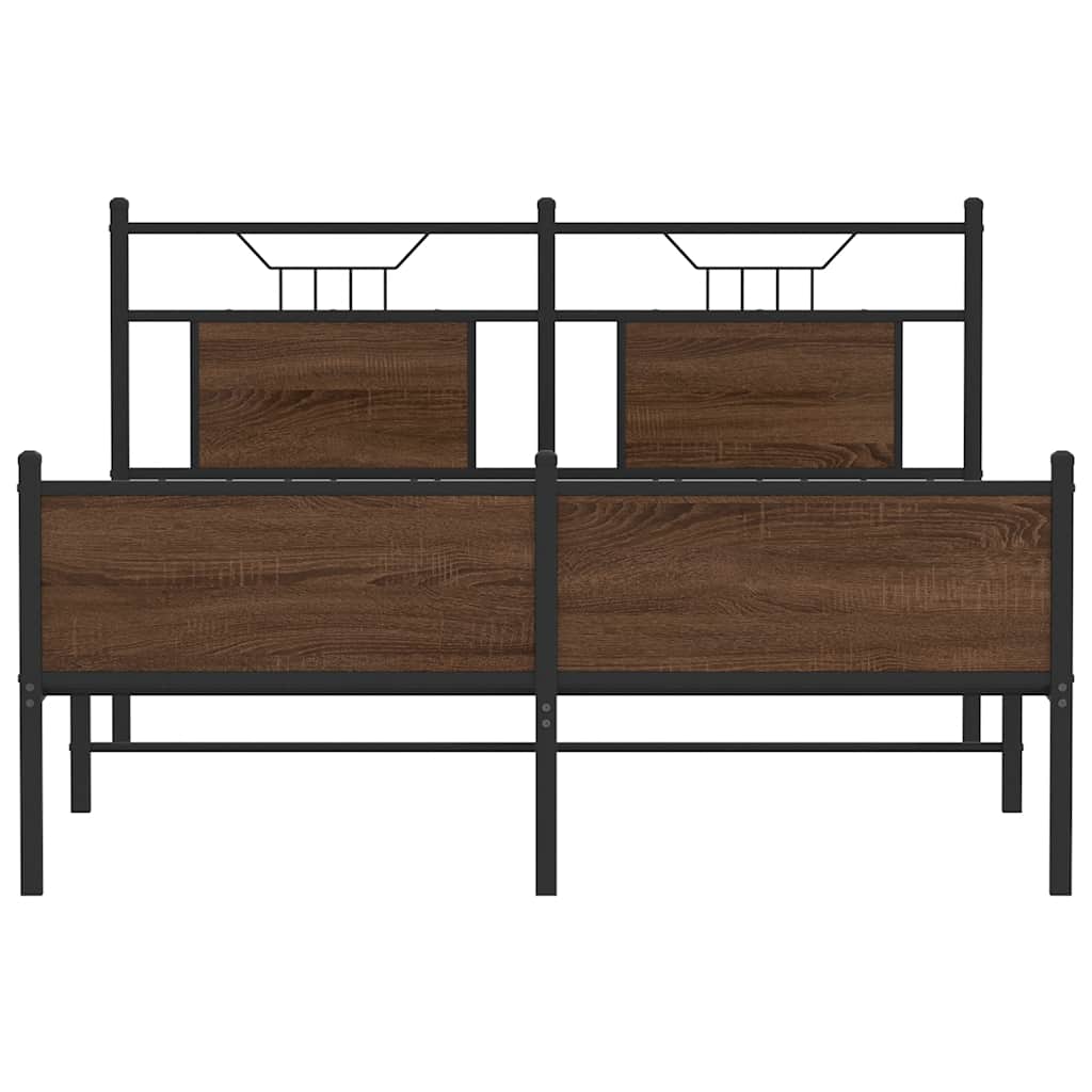 Bed Frame without Mattress Brown Oak 140x190 cm Engineered Wood
