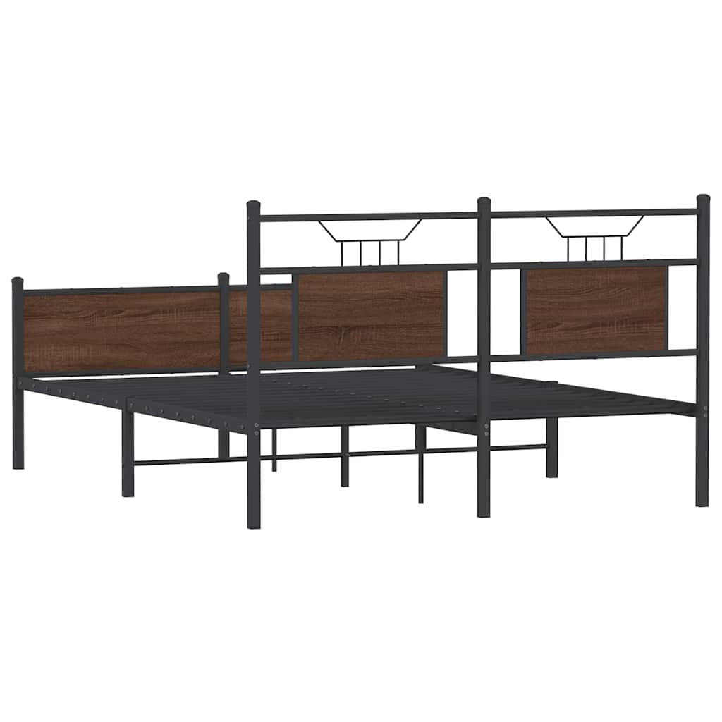 Bed Frame without Mattress Brown Oak 140x190 cm Engineered Wood