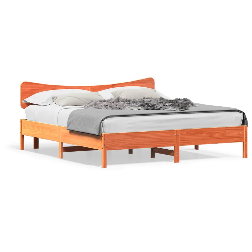 Bed Frame without Mattress Wax Brown 160x200 cm Solid Wood Pine