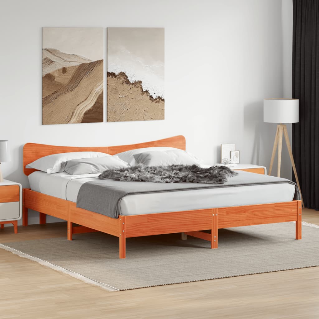 Bed Frame without Mattress Wax Brown 160x200 cm Solid Wood Pine