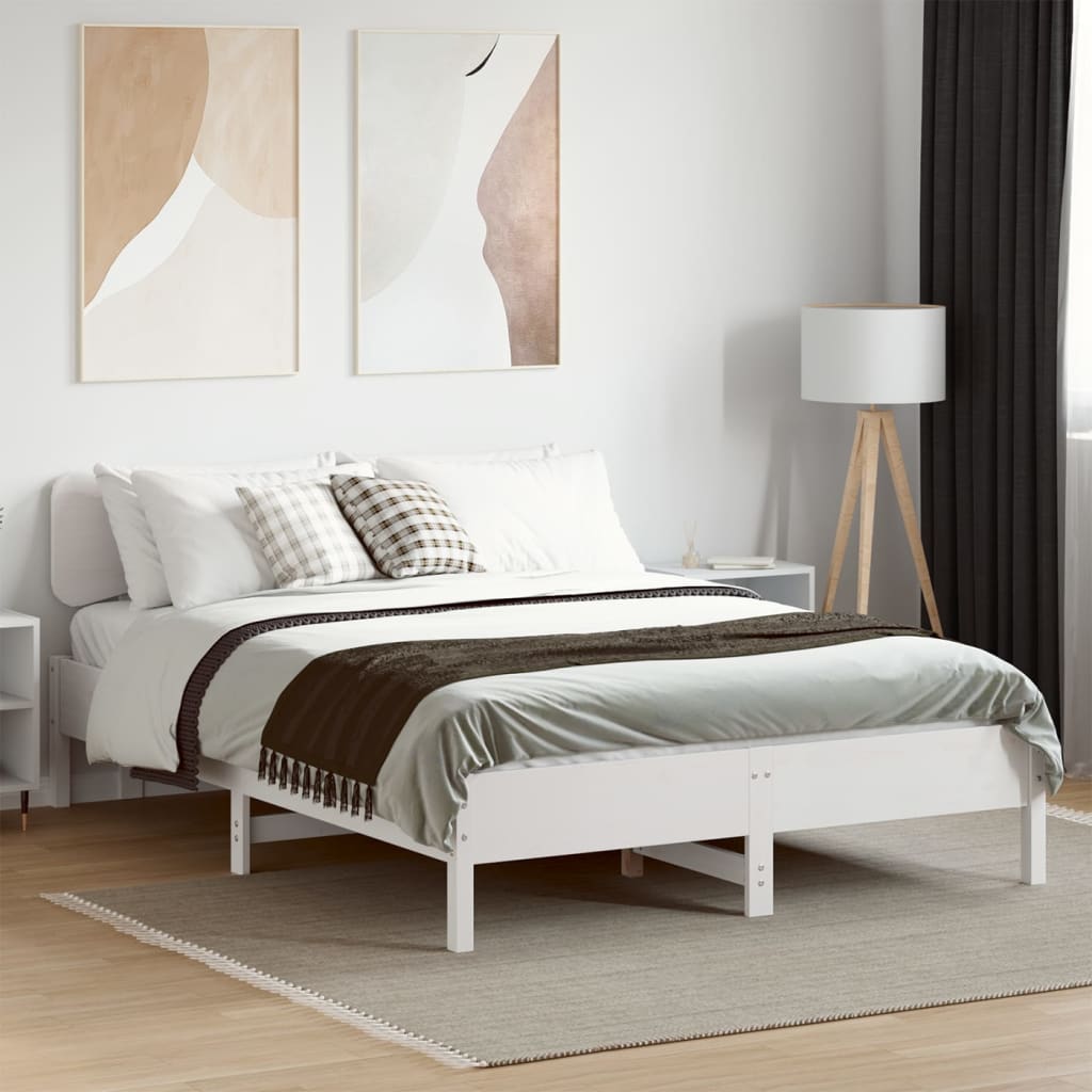 Bed Frame without Mattress White 140x200 cm Solid Wood Pine