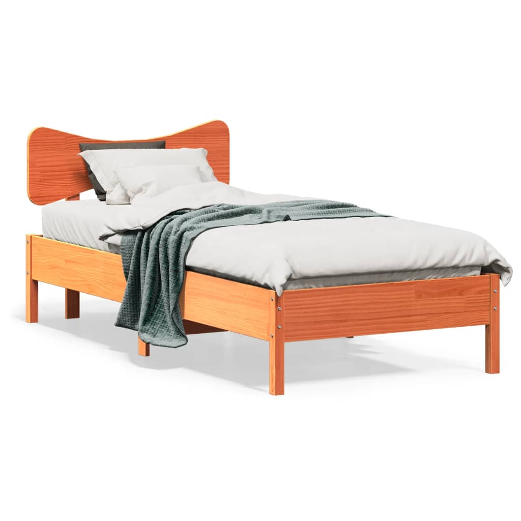 Bed Frame without Mattress Wax Brown 100x200 cm Solid Wood Pine