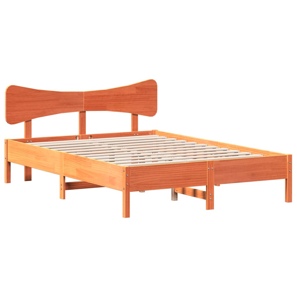Bed Frame without Mattress Wax Brown 120x190 cm Small Double Solid Wood Pine