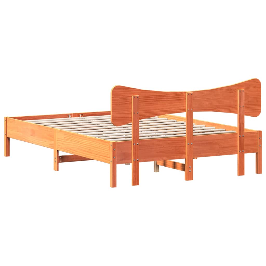 Bed Frame without Mattress Wax Brown 120x190 cm Small Double Solid Wood Pine