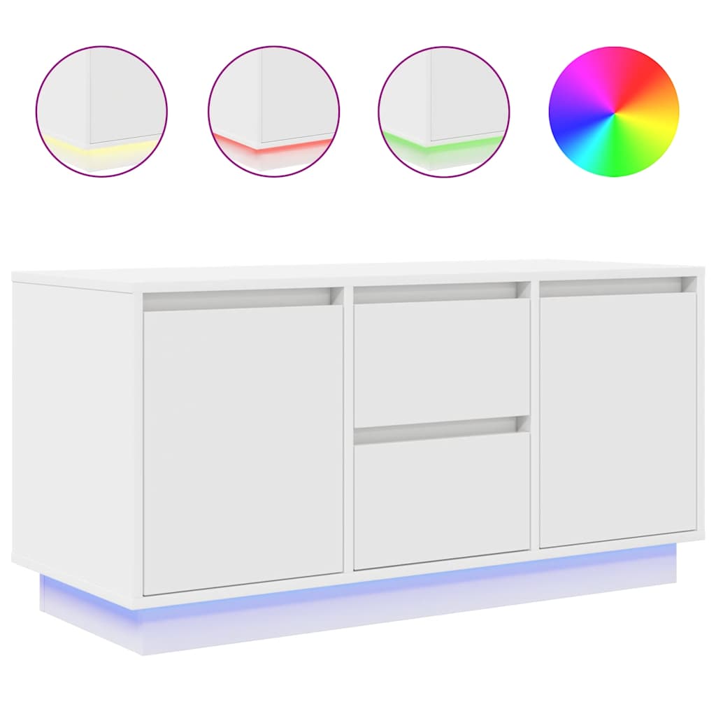 Modern Wooden 40 Inch TV Tele Stand Unit Cabinet With LED Lights & Storage