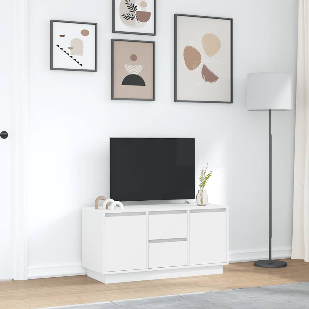 Modern Wooden 40 Inch TV Tele Stand Unit Cabinet With LED Lights & Storage