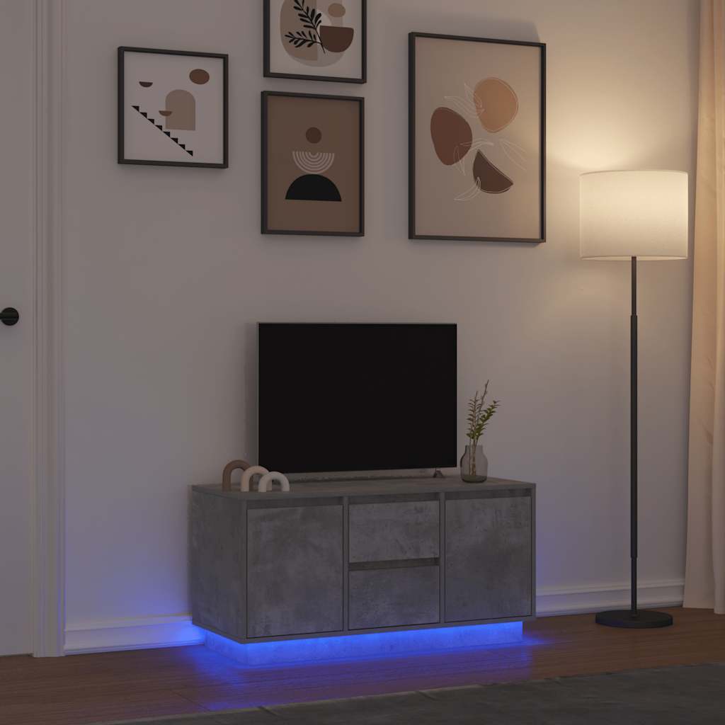 Modern Wooden 40 Inch TV Tele Stand Unit Cabinet With LED Lights & Storage