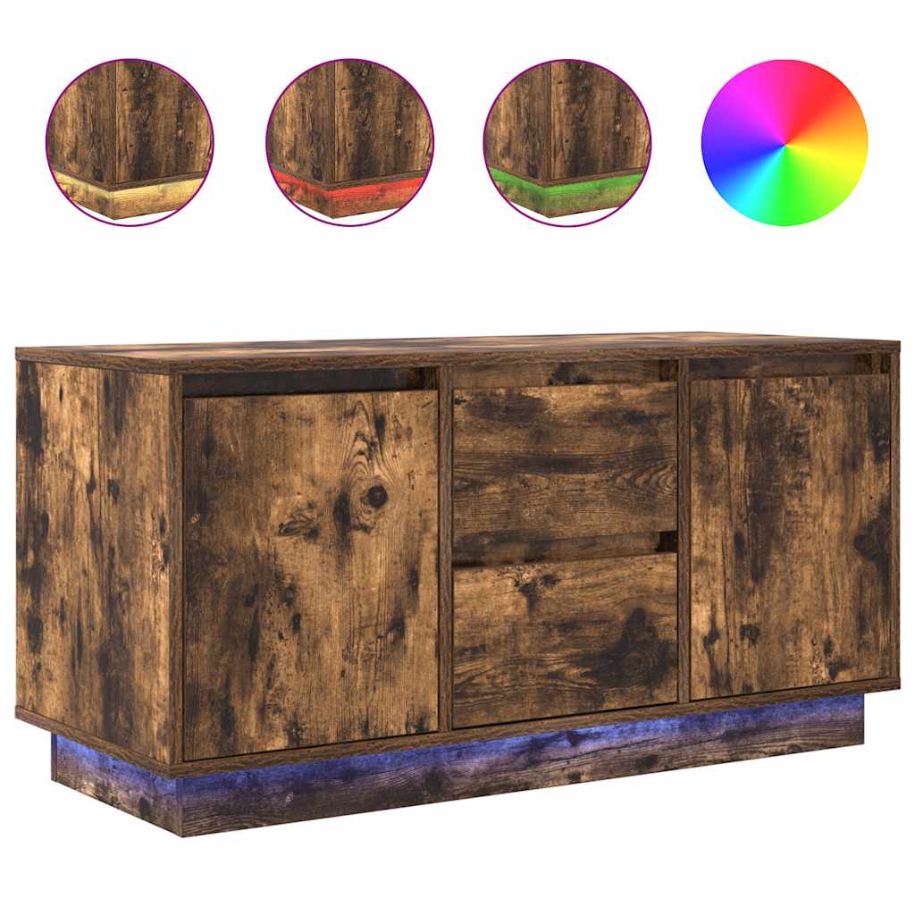 Modern Wooden 40 Inch TV Tele Stand Unit Cabinet With LED Lights & Storage