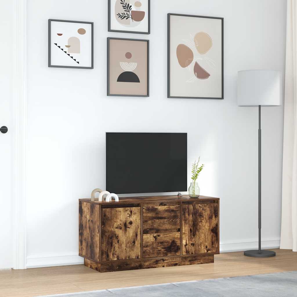 Modern Wooden 40 Inch TV Tele Stand Unit Cabinet With LED Lights & Storage