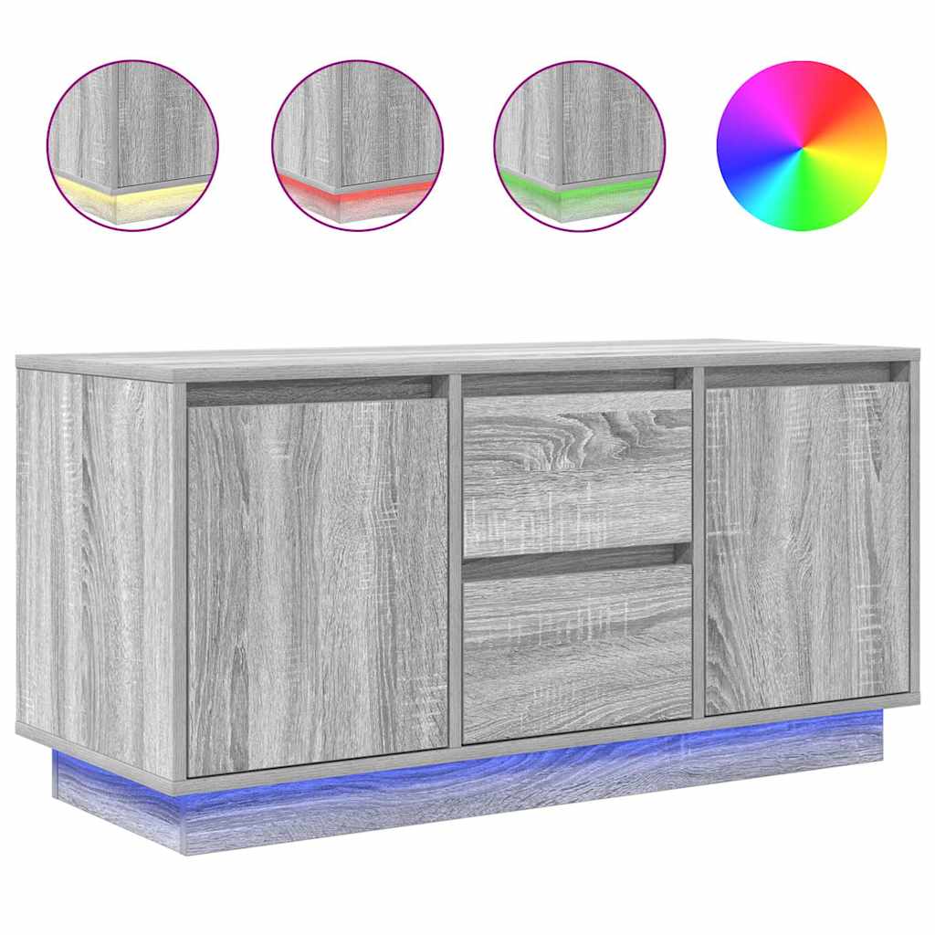 Modern Wooden 40 Inch TV Tele Stand Unit Cabinet With LED Lights & Storage