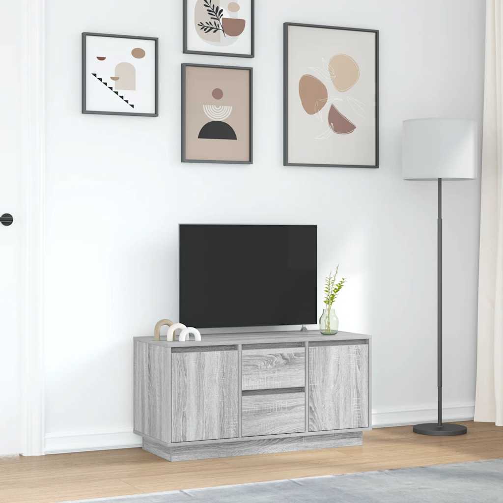 Modern Wooden 40 Inch TV Tele Stand Unit Cabinet With LED Lights & Storage