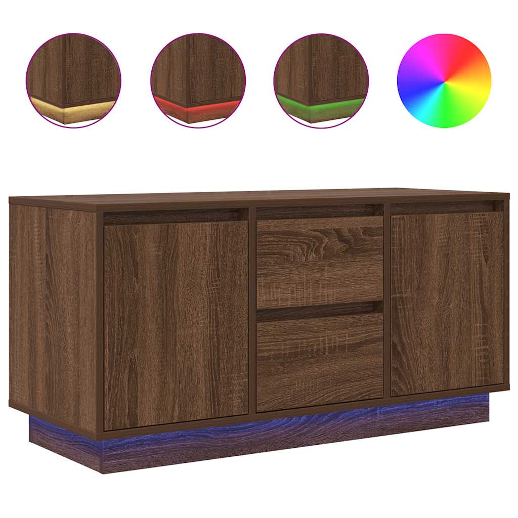 Modern Wooden 40 Inch TV Tele Stand Unit Cabinet With LED Lights & Storage
