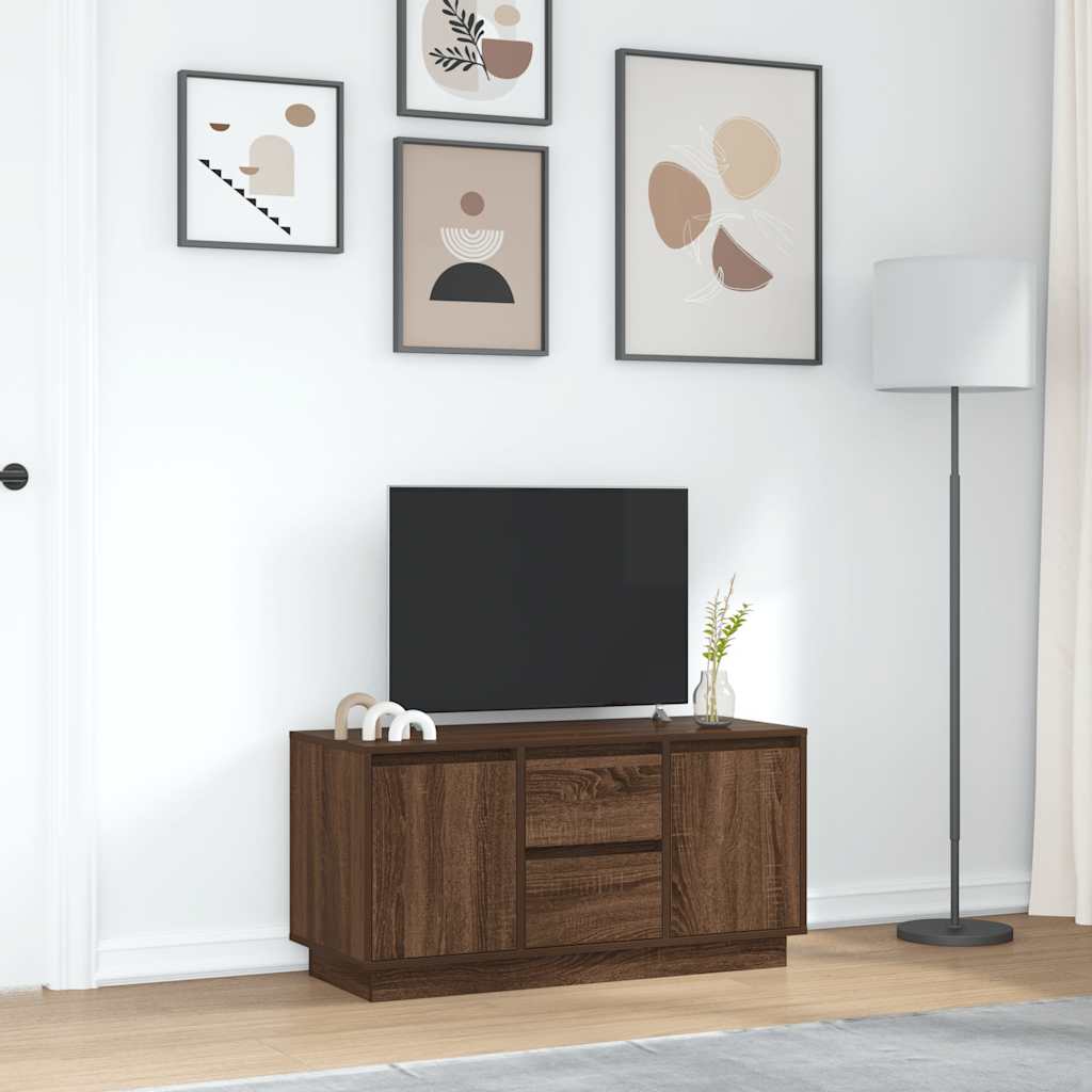 Modern Wooden 40 Inch TV Tele Stand Unit Cabinet With LED Lights & Storage