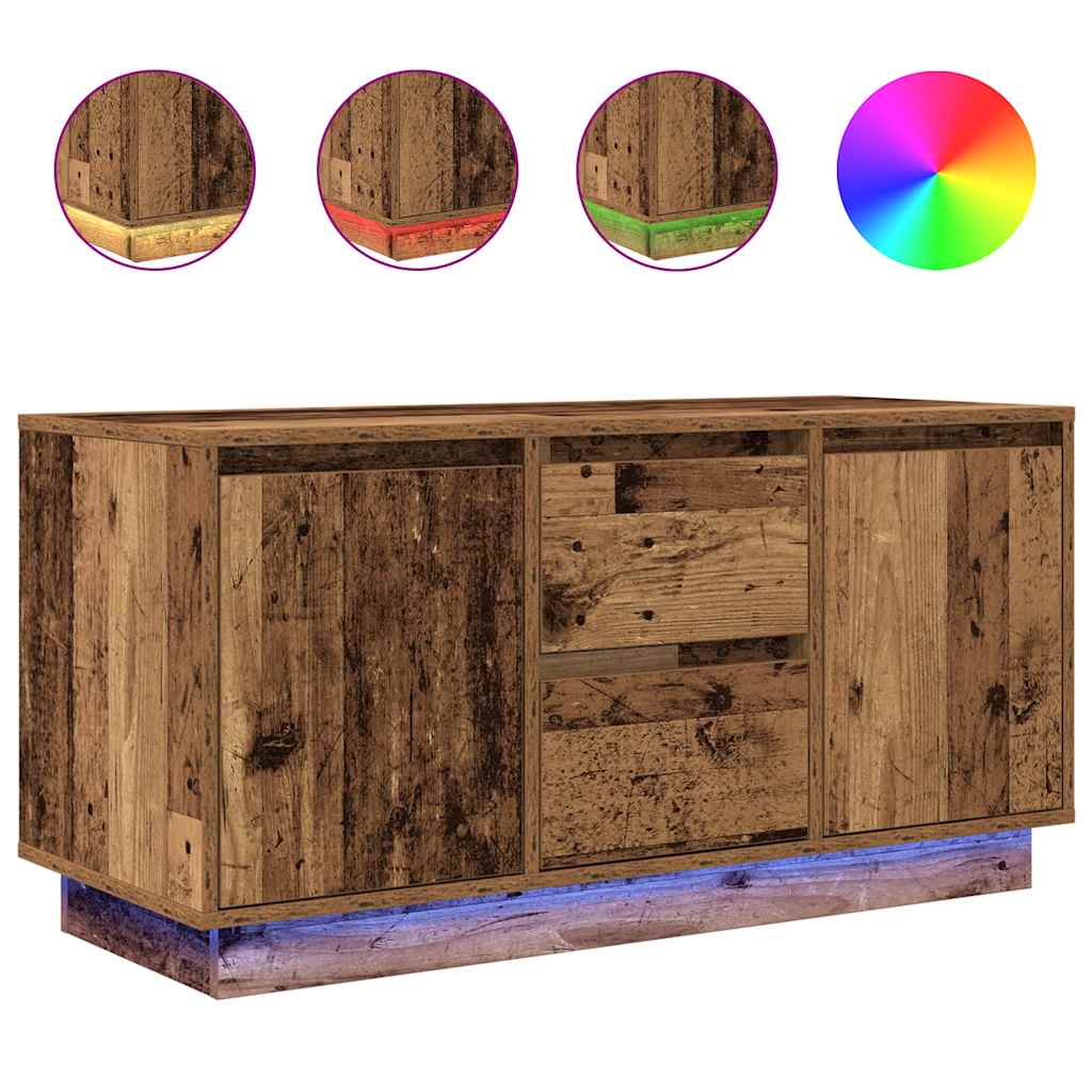 Modern Wooden 40 Inch TV Tele Stand Unit Cabinet With LED Lights & Storage