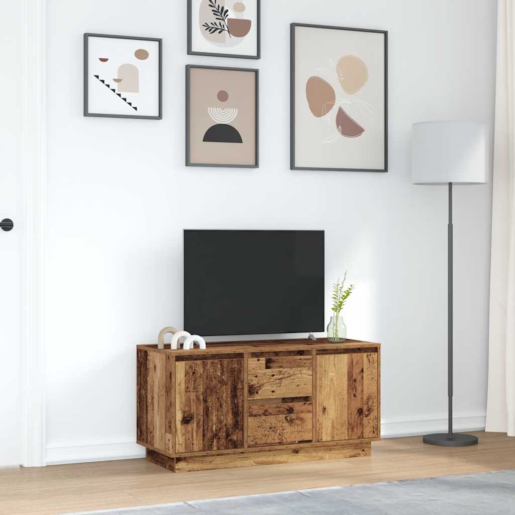 Modern Wooden 40 Inch TV Tele Stand Unit Cabinet With LED Lights & Storage
