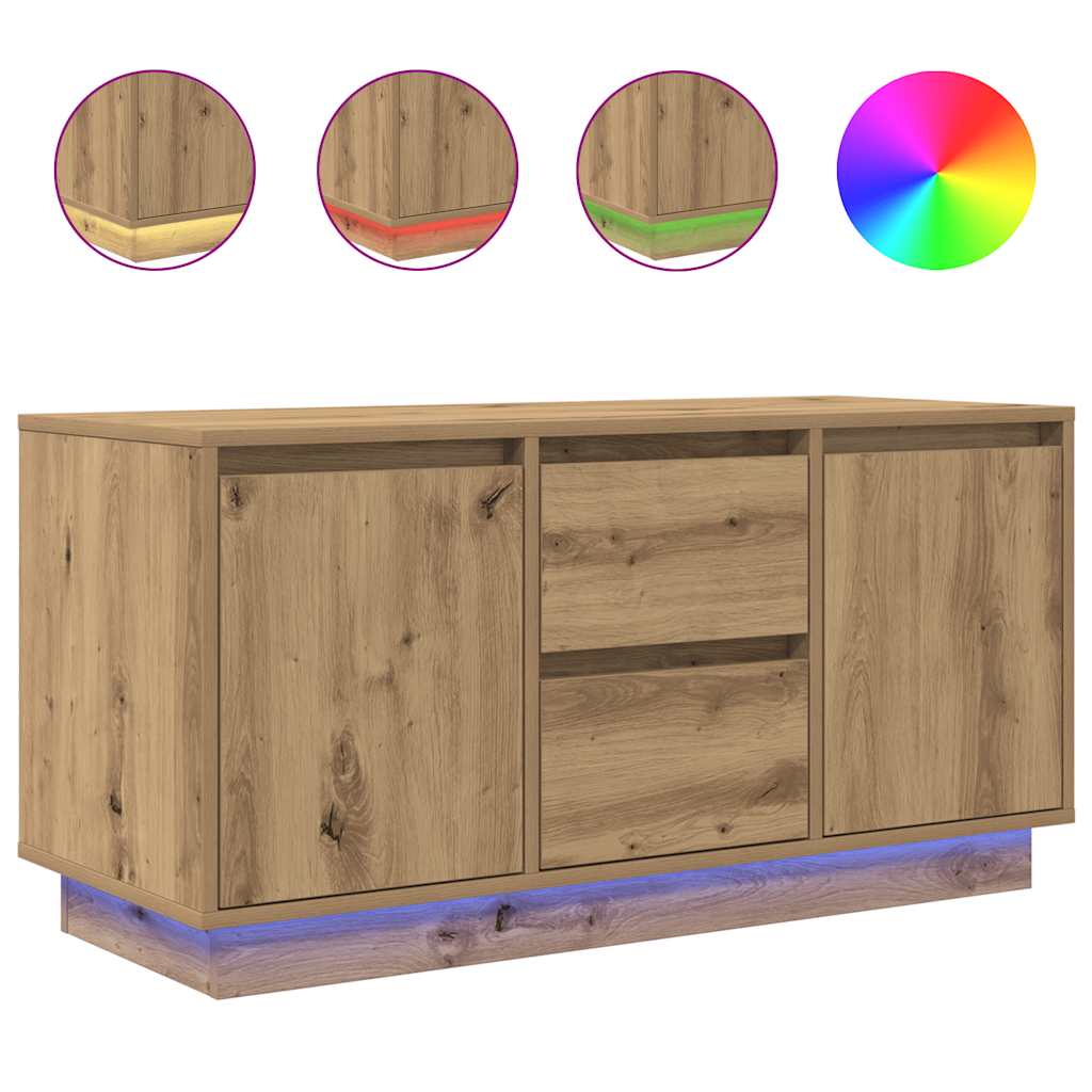 Modern Wooden 40 Inch TV Tele Stand Unit Cabinet With LED Lights & Storage