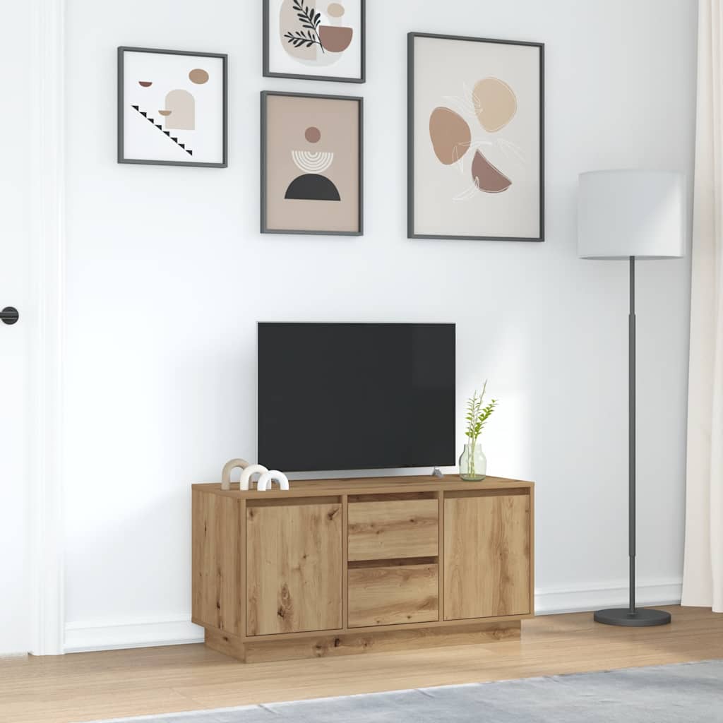 Modern Wooden 40 Inch TV Tele Stand Unit Cabinet With LED Lights & Storage