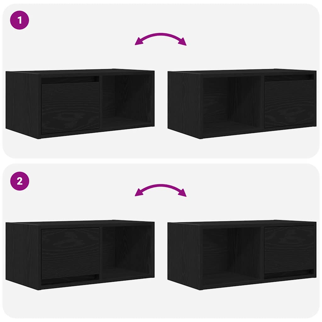 TV Cabinet Black Oak 60x31x25.5 cm Engineered Wood