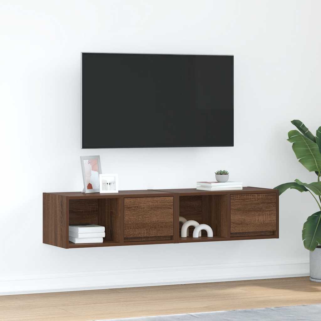 TV Cabinets 2 pcs Brown Oak 60x31x25.5 cm Engineered Wood