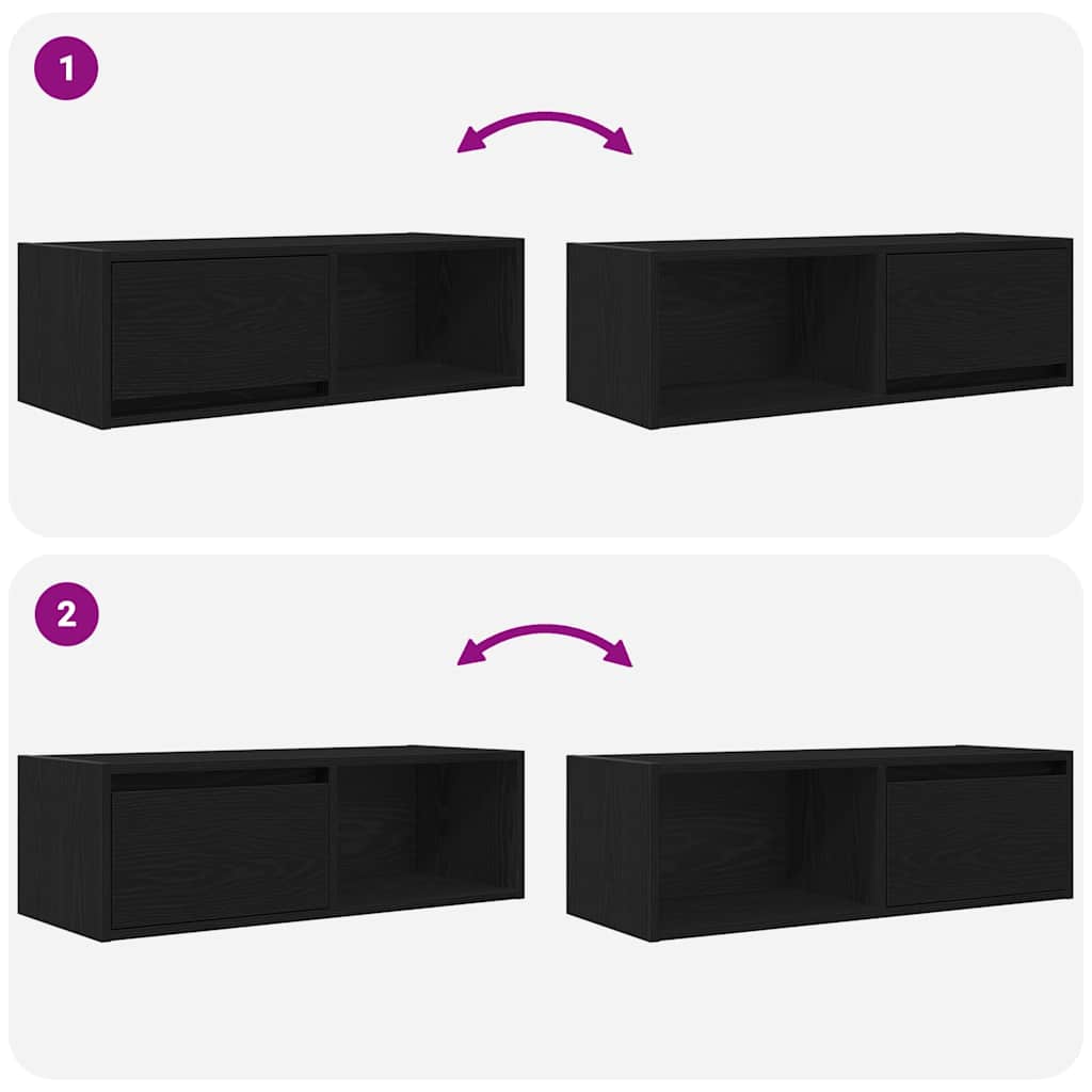TV Cabinets 2 pcs Black Oak 80x31x25.5 cm Engineered Wood