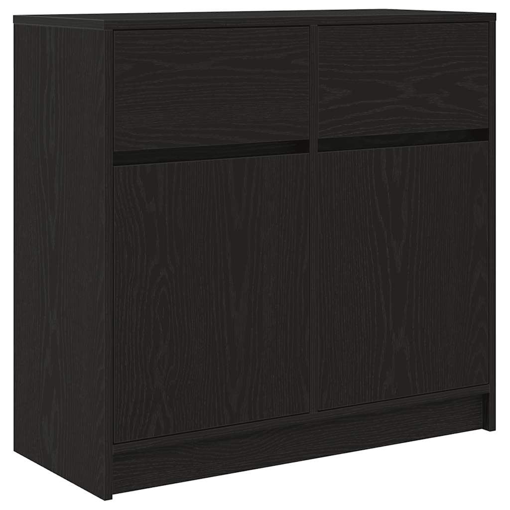 Sideboard with Drawer Black Oak 80x34x76 cm Engineered Wood