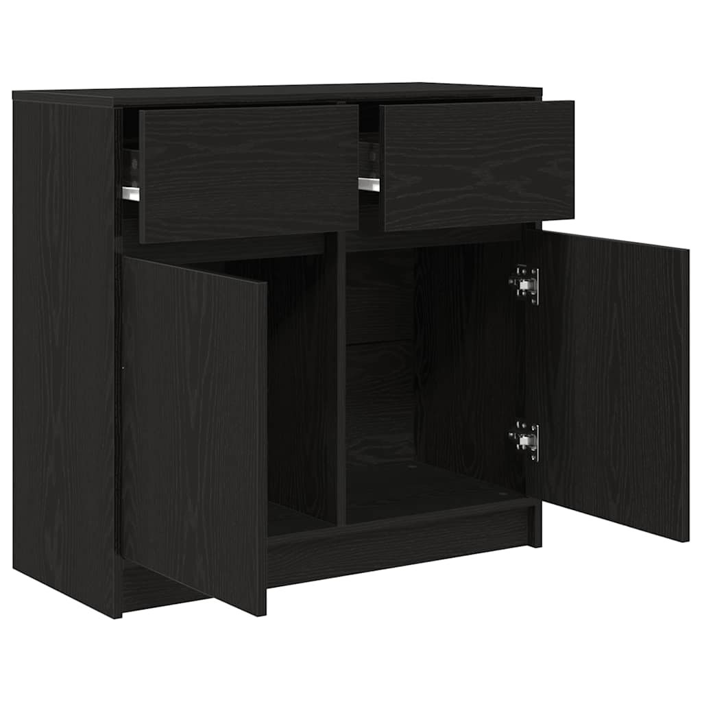 Sideboard with Drawer Black Oak 80x34x76 cm Engineered Wood