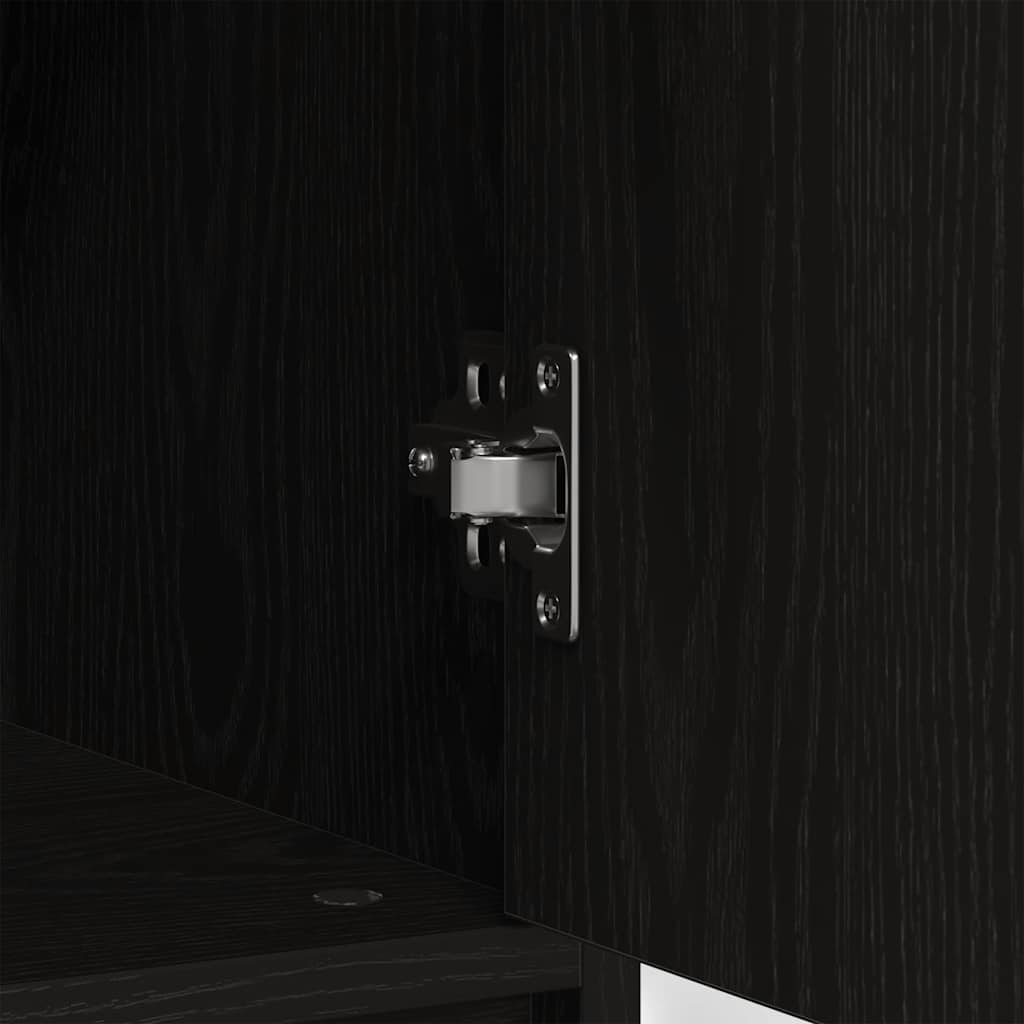Sideboard with Drawer Black Oak 80x34x76 cm Engineered Wood