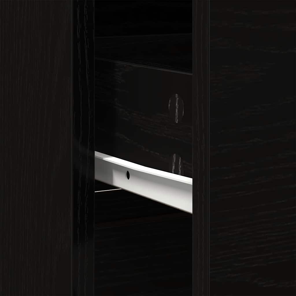 Sideboard with Drawer Black Oak 80x34x76 cm Engineered Wood