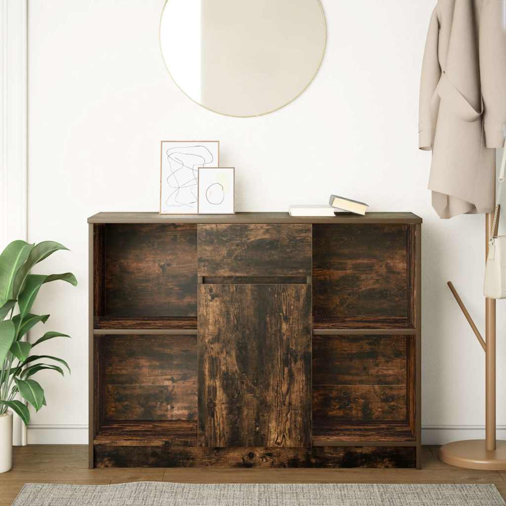 Sideboard with Drawer Smoked Oak 101x35x76 cm Engineered Wood
