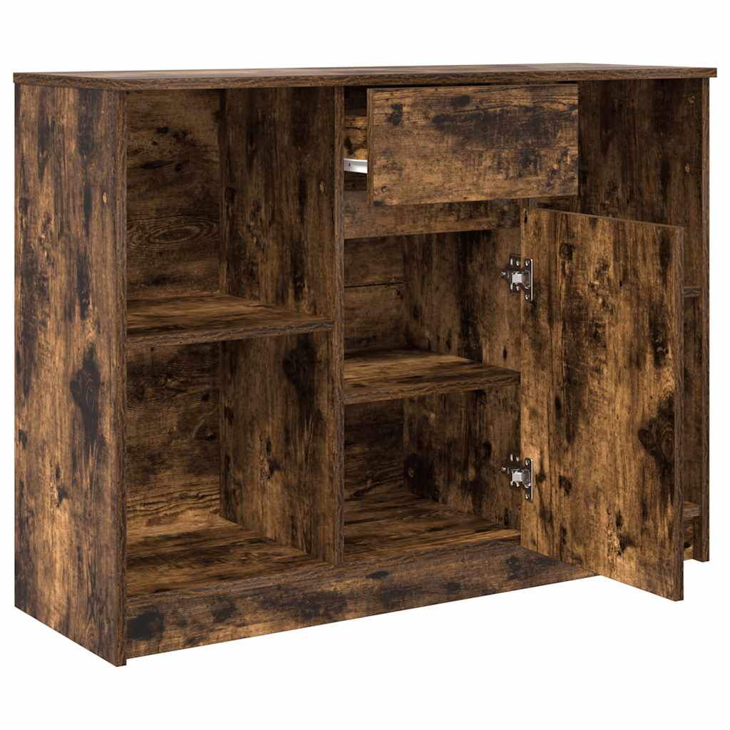 Sideboard with Drawer Smoked Oak 101x35x76 cm Engineered Wood