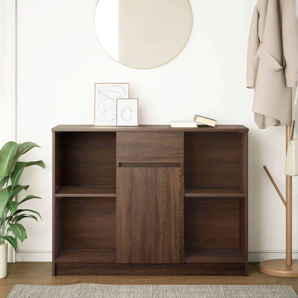 Sideboard with Drawer Brown Oak 101x35x76 cm Engineered Wood