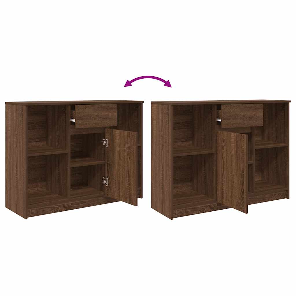 Sideboard with Drawer Brown Oak 101x35x76 cm Engineered Wood