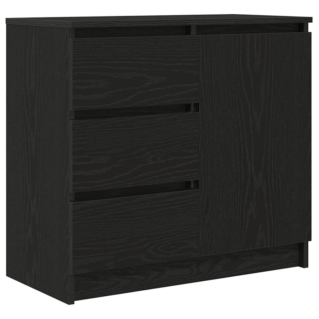 Sideboard with Drawer Black Oak 71x35x65 cm Engineered Wood